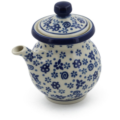 Polish Pottery Creamer with Lid 7 oz Blue Confetti
