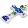 Polish Pottery Cross 3" Blue Phlox
