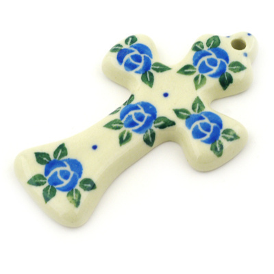 Polish Pottery Cross 3&quot; Cabbage Rose