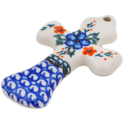 Polish Pottery Cross 3&quot; Cobblestone Garden