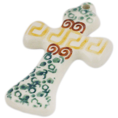 Polish Pottery Cross 3&quot; Grecian Sea