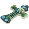 Polish Pottery Cross 3&quot; Green Prairie UNIKAT