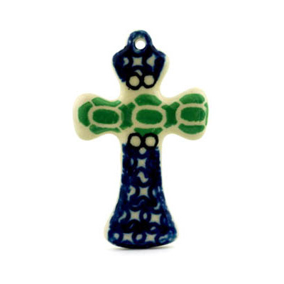 Polish Pottery Cross 3&quot;