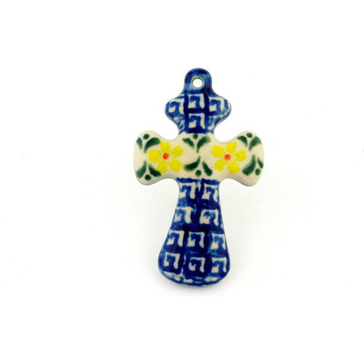 Polish Pottery Cross 3&quot;