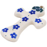 Polish Pottery Cross 3" Periwinkle Daisies
