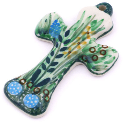 Polish Pottery Cross 3&quot; Prairie Land UNIKAT