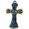 Polish Pottery Cross 3&quot; Scroll Window