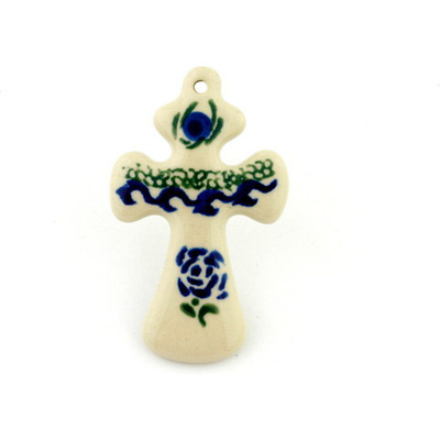 Polish Pottery Cross 3&quot; UNIKAT