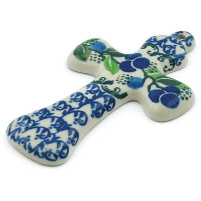 Polish Pottery Cross 5&quot; Blue Berry Garland