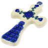 Polish Pottery Cross 5&quot; Blue Poppies