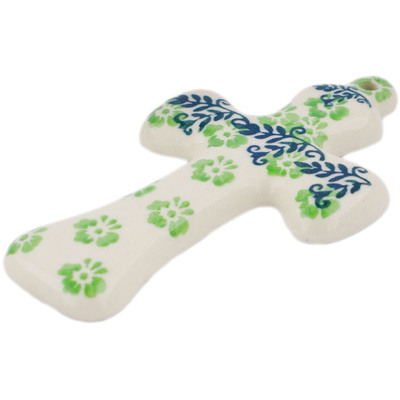 Polish Pottery Cross 5" Great Greenery