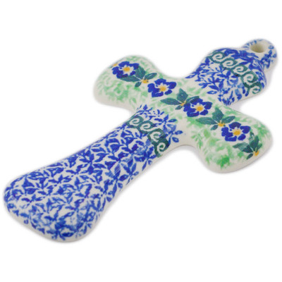 Polish Pottery Cross 5&quot; Infinity Flower