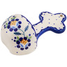 Polish Pottery Cross 5&quot; Orange And Blue Flower