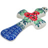 Polish Pottery Cross 5&quot; Red Pansy