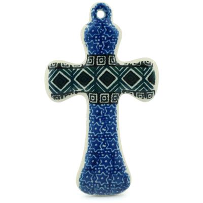 Polish Pottery Cross 5&quot; Sun And Stars