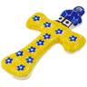 Polish Pottery Cross 5&quot; Sunburst Daisies