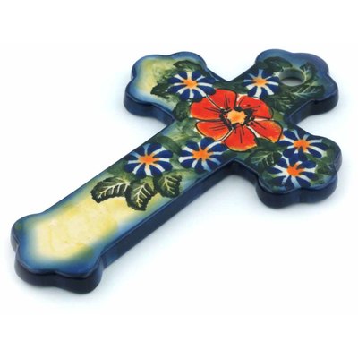 Polish Pottery Cross 5&quot; UNIKAT