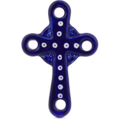 Polish Pottery Cross 6&quot; Blue Eyes