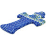 Polish Pottery Cross 7&quot; Blue Blossom