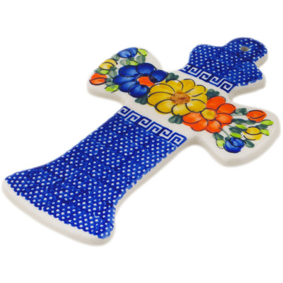 Polish Pottery Cross 7&quot; Fall Garden UNIKAT