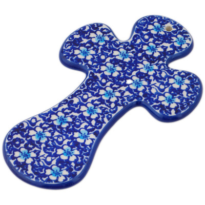 Polish Pottery Cross 7&quot; Flowers On The Lake
