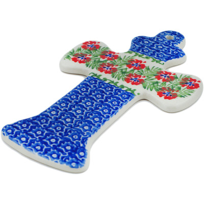 Polish Pottery Cross 7&quot; Midsummer Bloom