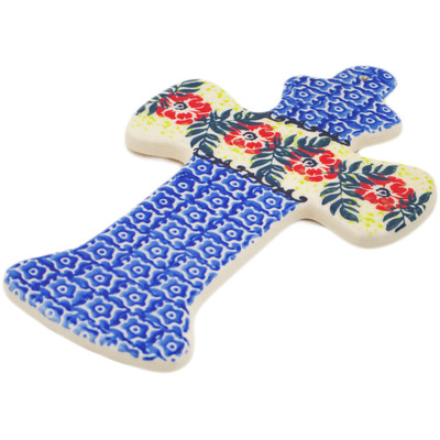 Polish Pottery Cross 7&quot; Red Wreath