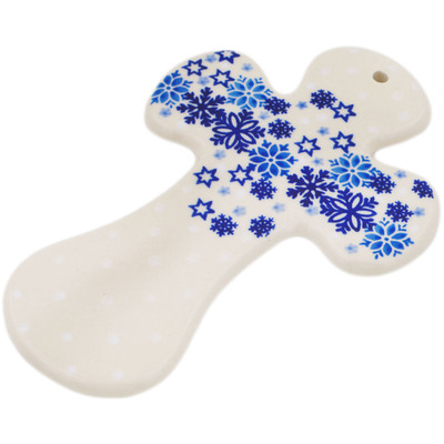 Polish Pottery Cross 7&quot; Snowdrift