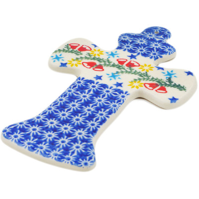 Polish Pottery Cross 7&quot; Wreath Of Bells