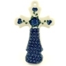 Polish Pottery Cross 8&quot; Blue Poppies