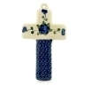 Polish Pottery Cross 8&quot; Blue Poppies