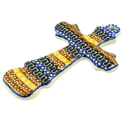 Polish Pottery Cross 8&quot;