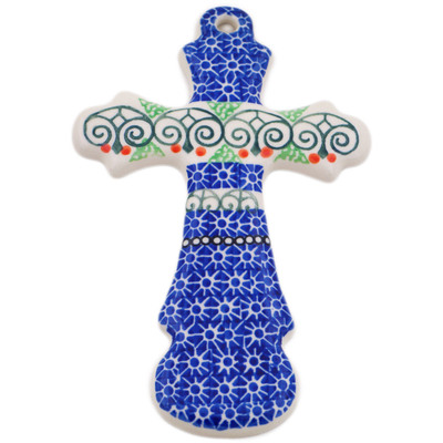 Polish Pottery Cross 8&quot; Scroll Window