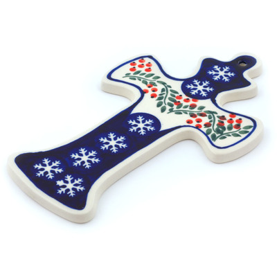 Polish Pottery Cross 8&quot; Snowflakes Tree