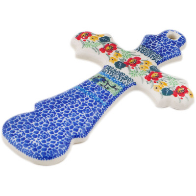 Polish Pottery Cross 8&quot; Splendid Meadow UNIKAT