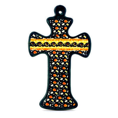 Polish Pottery Cross 8&quot; Western Sunrise