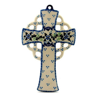 Polish Pottery Cross 9&quot;