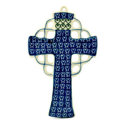 Polish Pottery Cross 9&quot;