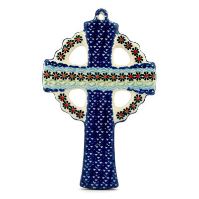 Polish Pottery Cross 9&quot;