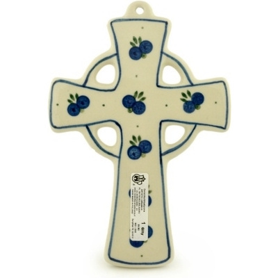 Polish Pottery Cross 9&quot; Wild Blueberry