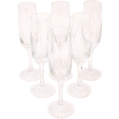 Glass Crystal Champagne Glass Set of 6 8&quot; Crystal Jewel