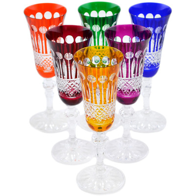 Glass Crystal Champagne Glass Set of 6 8&quot; Mix