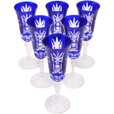 Glass Crystal Champagne Glass Set of 6 8&quot; Polish Eagle