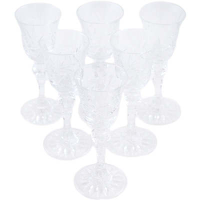 Glass Crystal Liquor Glass Set of 6 6&quot; Crystal Jewel
