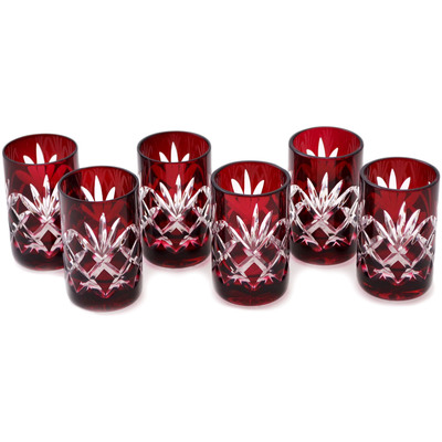 Glass Crystal Shot Glass Set of 6 2&quot; Polish Eagle