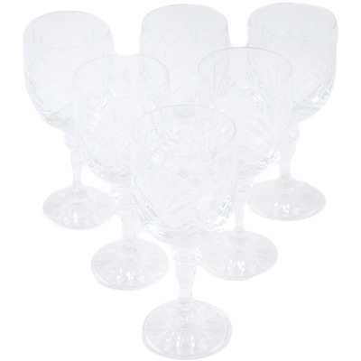 Glass Crystal Wine Glass Set of 6 7&quot; Crystal Jewel