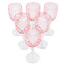 Glass Crystal Wine Glass Set of 6 7&quot; Pink Mist