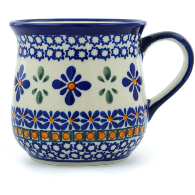 Polish Pottery Cup 10 oz Gangham Flower Chain