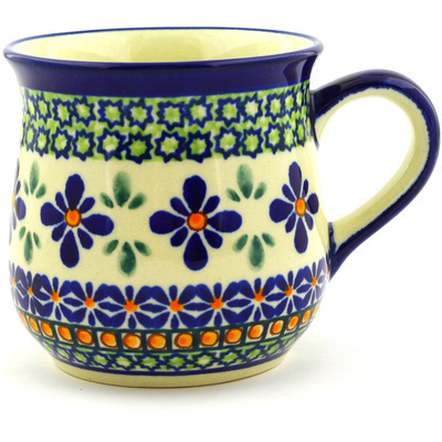 Polish Pottery Cup 10 oz Gingham Flowers