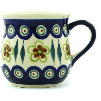 Polish Pottery Cup 10 oz Peacock Garden